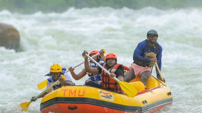 Tourists rafting on the Nile