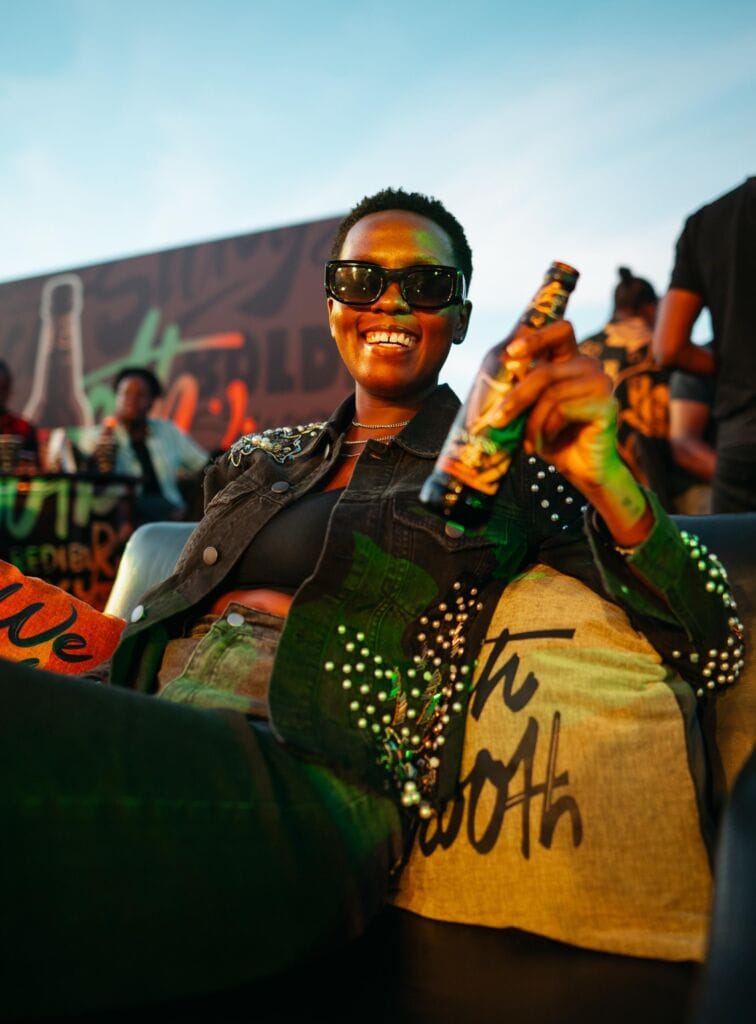 Musician Azawi shows off her Guiness Smooth at the Make It Yours launch